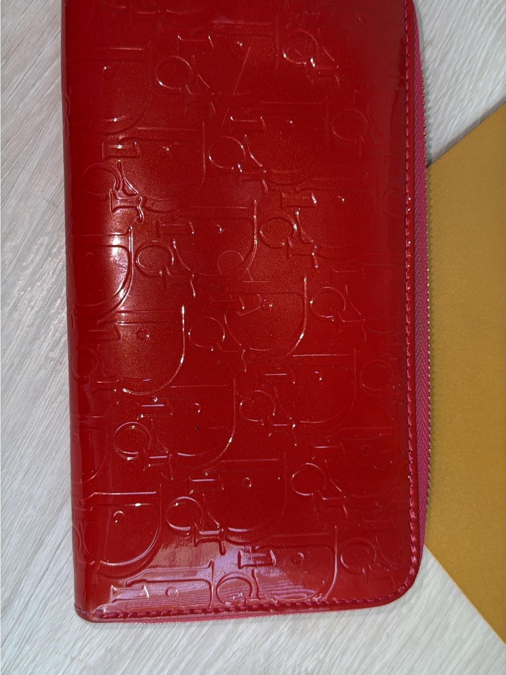 Vintage Christian Dior Ultimate Voyageur Red Patent Leather Diorissimo Zip Aroun - Picture 7 of 11